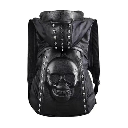 3D Skull Leather Backpack – Rivet Hooded Crossbody Bag with Unique Style