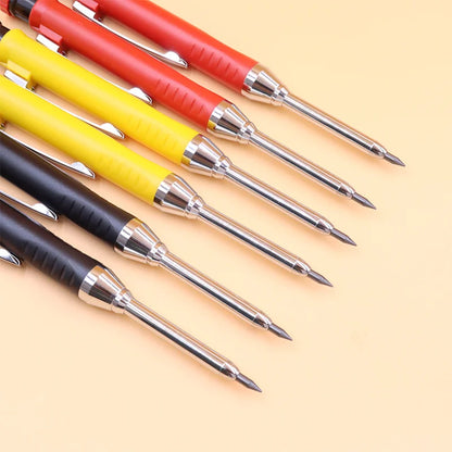 Solid Carpenter Mechanical Pencil – Woodworking Marking Tool with 3 Color Refills, Built-in Sharpener, and Scriber Lead