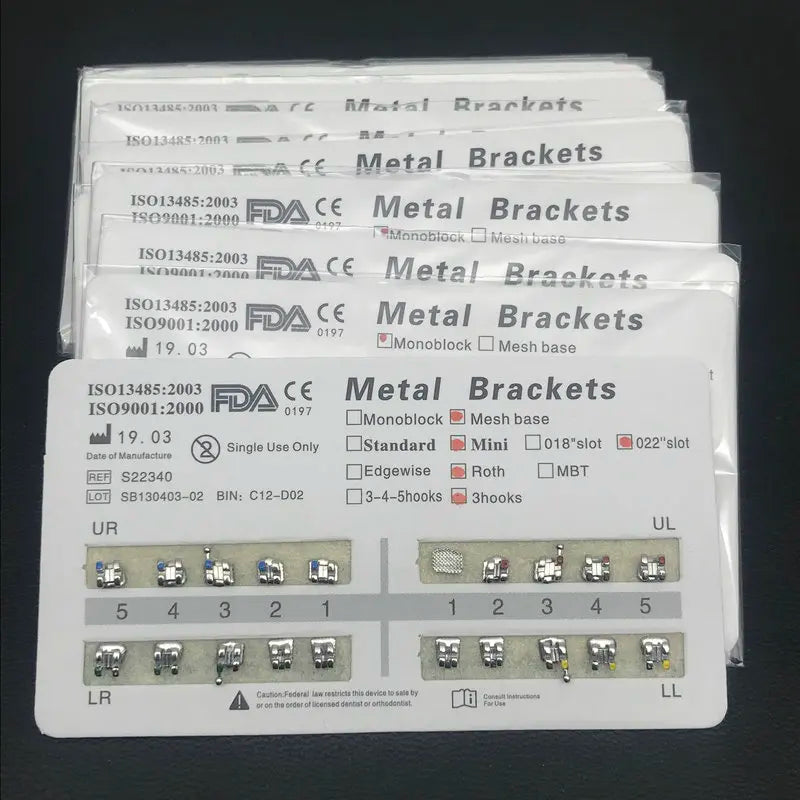 10 Packs Dental Orthodontic Metal Braces – Mini Roth/MBT/Edgewise 022 Slot Brackets for Dentist Treatment
