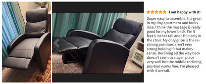 Recliner Massage Chair – Adjustable Fabric Sofa with Lumbar Support, Modern Padded Backrest for Living Room, Grey