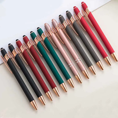 2-in-1 Metal Stylus Ballpoint Pen — 1.0mm Black Ink Pen for Smartphone and Tablet, Set of 5–10 Pieces
