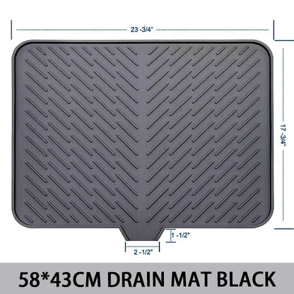 Large Silicone Dish Drying Mat | Hygienic, Non-Slip, Heat Resistant Pad Preventing Water Build-Up