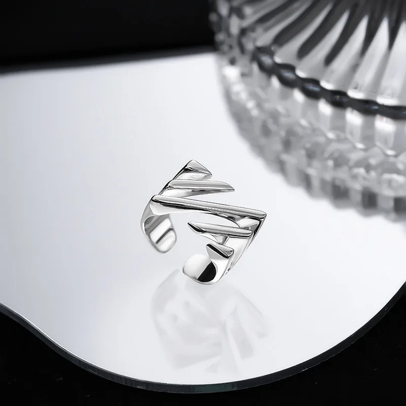 925 Sterling Silver Geometric Ring — BF CLUB Fashion Handmade Ring for Women, Party & Christmas Gift