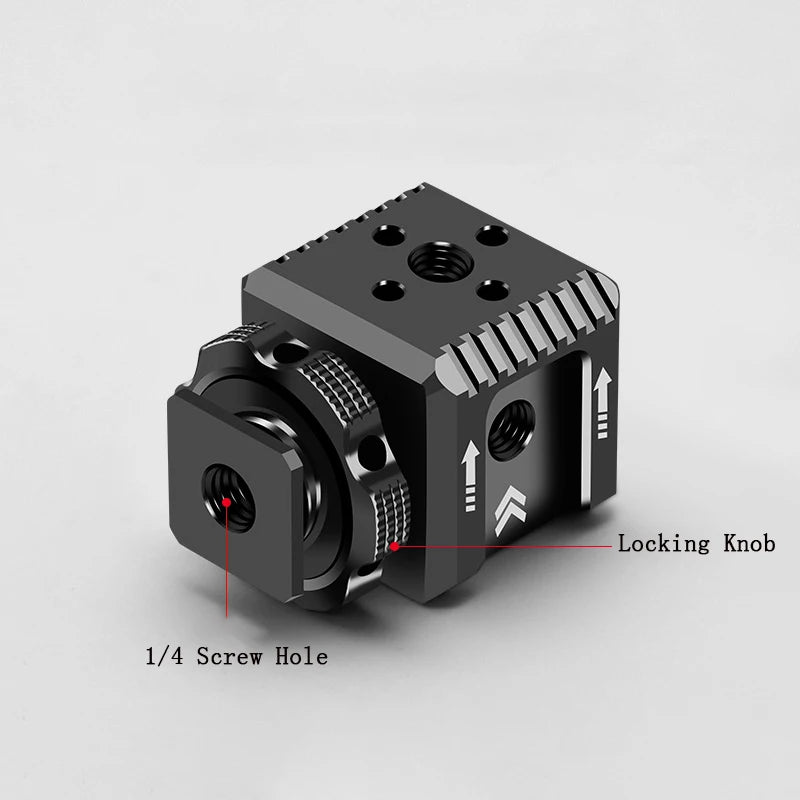 Cold Shoe Mount Adapter - 1/4" Thread Monitor, Microphone & Fill Light Bracket for DSLR Cameras & Camcorders