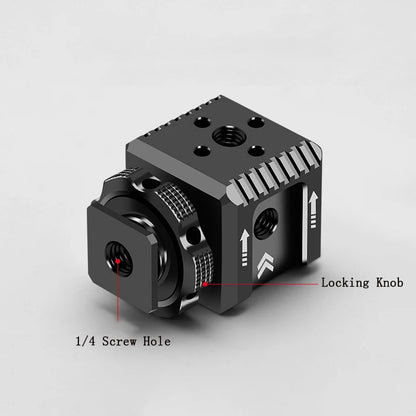 Cold Shoe Mount Adapter - 1/4" Thread Monitor, Microphone & Fill Light Bracket for DSLR Cameras & Camcorders