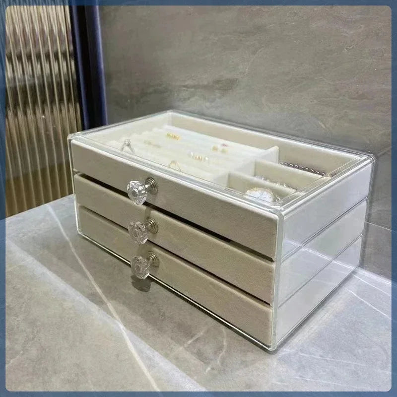 3-Drawer Jewelry Storage Box - Dustproof, Anti-Oxidation Organizer for Earrings, Rings & Bracelets
