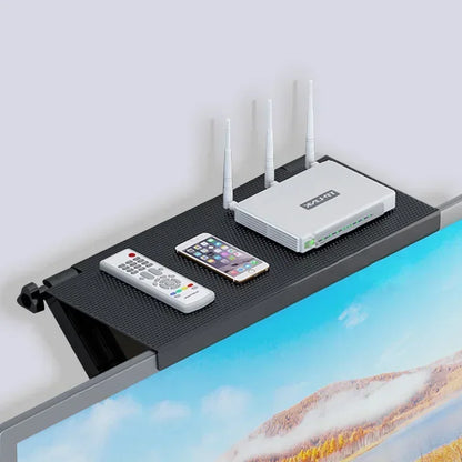 Adjustable Multi-Functional TV Screen Top Shelf - Desktop Display Stand and Organizer for Home Office, Computer Monitor Rack