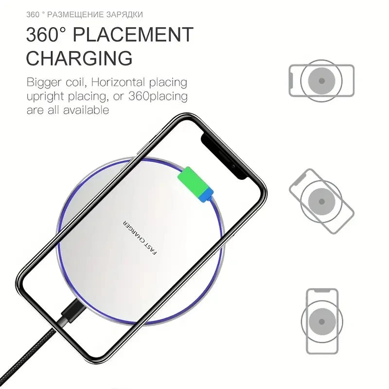 Wireless Phone Charger Stand - Fast Charging Pad Dock for iPhone 16/15/14/13/12/11, Samsung & Xiaomi
