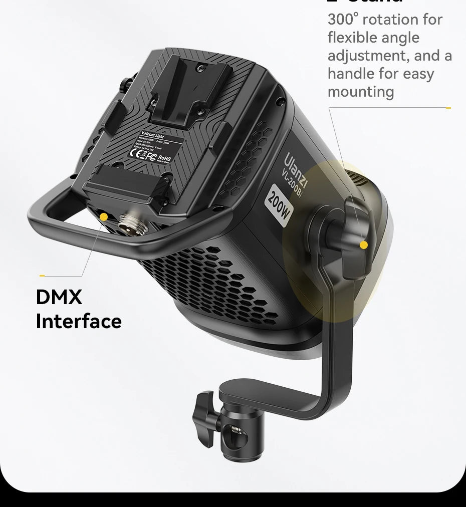 Ulanzi VL-120Bi VL-120C 120W V-Mount COB Light – Wireless APP Control, 2700K-6500K Video Light for Skit Video Photography