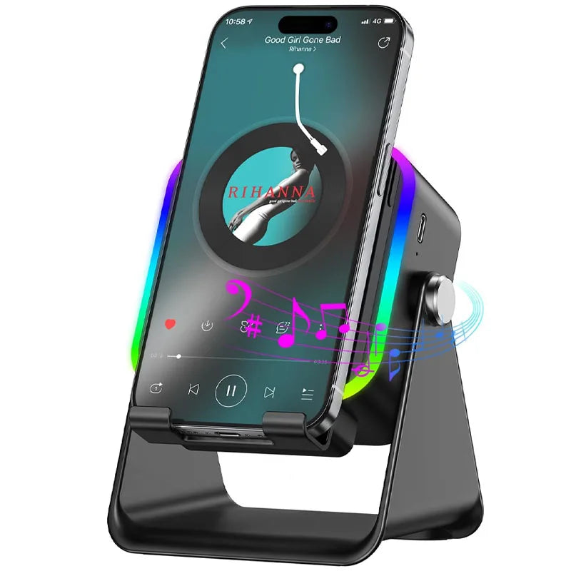 5-in-1 Wireless Bluetooth Speaker - Phone Stand, Stereo Sound & RGB Ambient Light