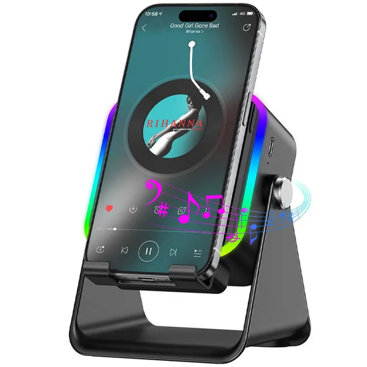 5-in-1 Wireless Bluetooth Speaker - Phone Stand, Stereo Sound & RGB Ambient Light