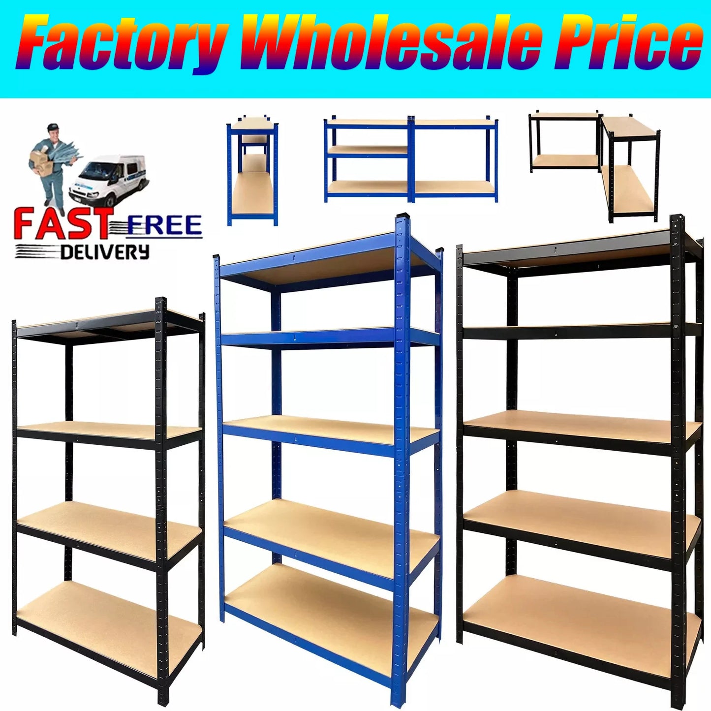 150-200CM Heavy Duty Garage Storage Shelves – 1929LBS Load, Adjustable 4/5 Tier Metal Racking for Home & Warehouse