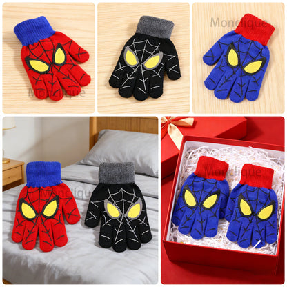 Spider-Man Winter Gloves - Warm Knitted Cartoon Gloves for Children, Marvel-Themed Christmas Gift