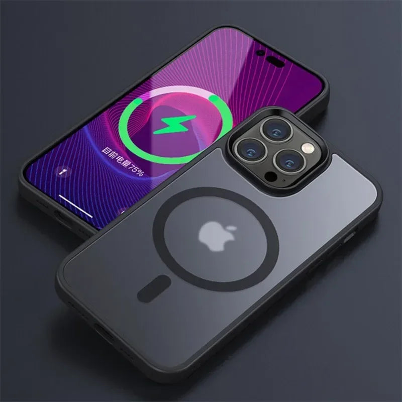 Matte Translucent Frosted iPhone Case - Magnetic MagSafe Shockproof Cover for iPhone 15, 14, 13, 12 & 11 Pro Max