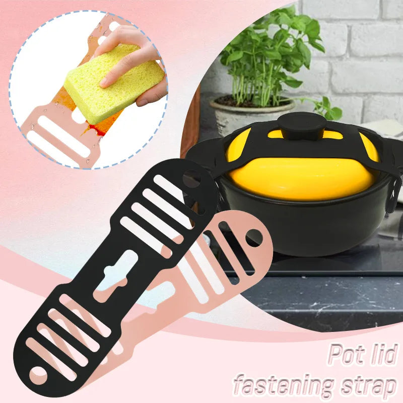 Lid Latch Reusable Universal Lid Strap – Secure Lids for Pots, Pans & Dishes for Easy Transport