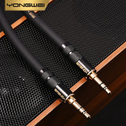 YONGWEI 3.5mm AUX Audio Cable - Straight to Curved Male-to-Male for Car, Mobile Phone, Computer, Speaker and Headset Extension