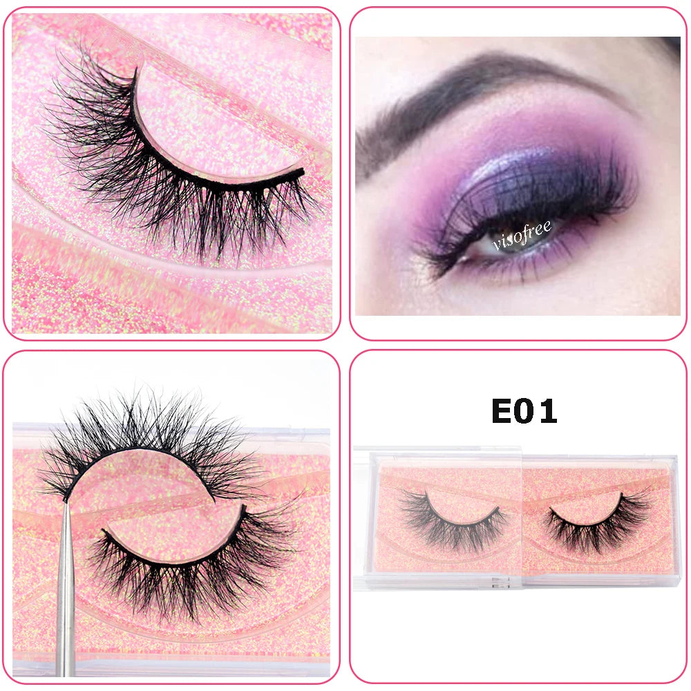 3D Real Mink False Eyelashes – Thick Handmade Strip Lashes with Glitter Packing for Makeup Beauty D101