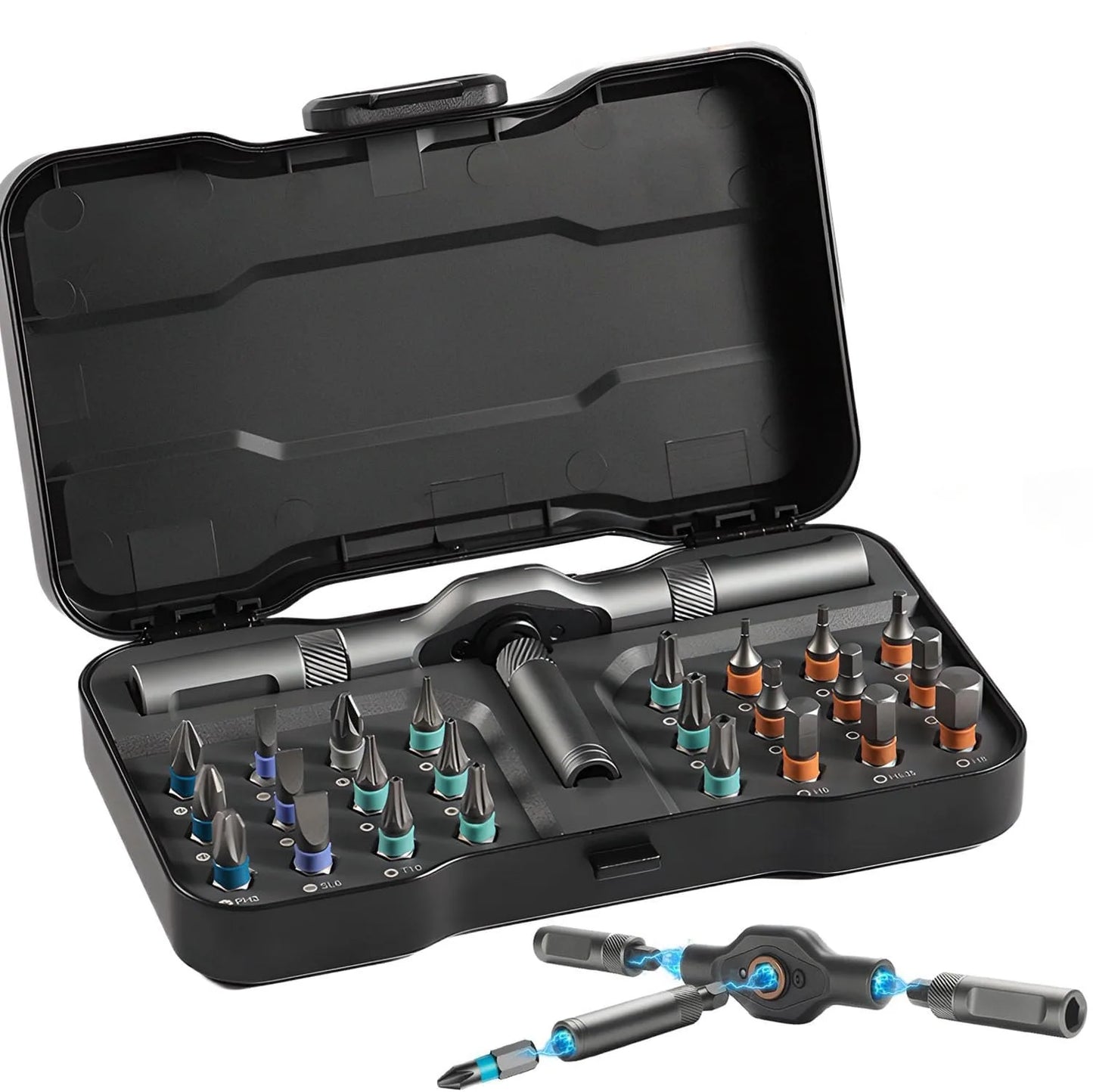 VMAN 24-in-1 Multifunction Ratchet Screwdriver Set – Mini Magnetic Bit Repair Kit for PC, Desk & Household Use