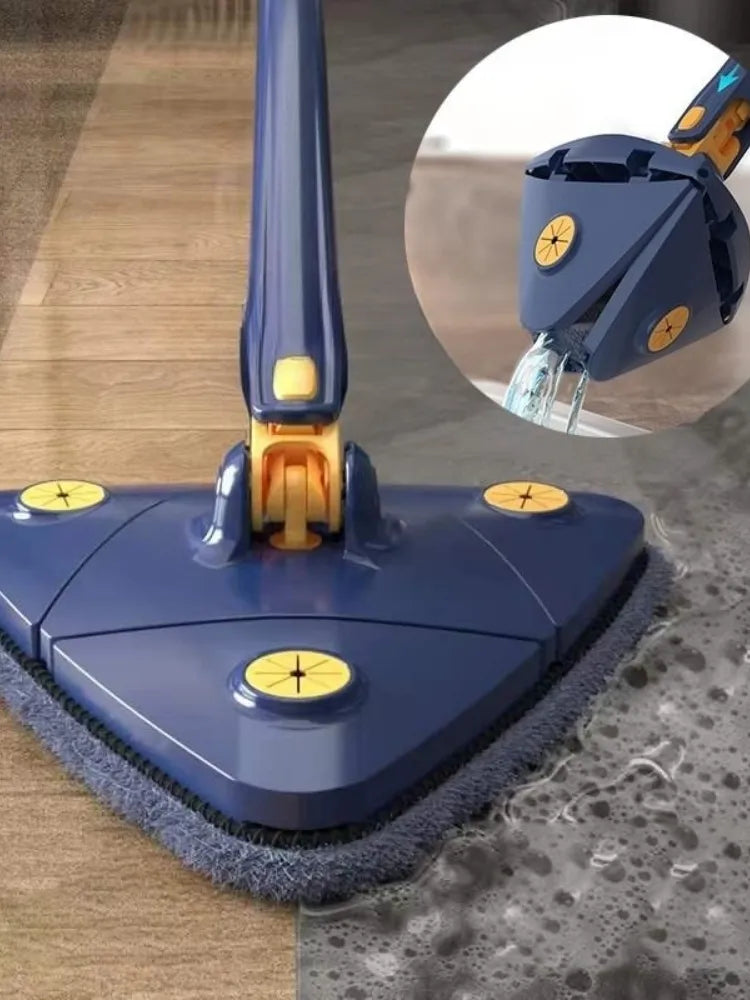360-Degree Telescopic Rotatable Triangular Mop - New Lengthened, Adjustable, Wet and Dry Floor Cleaning Mop