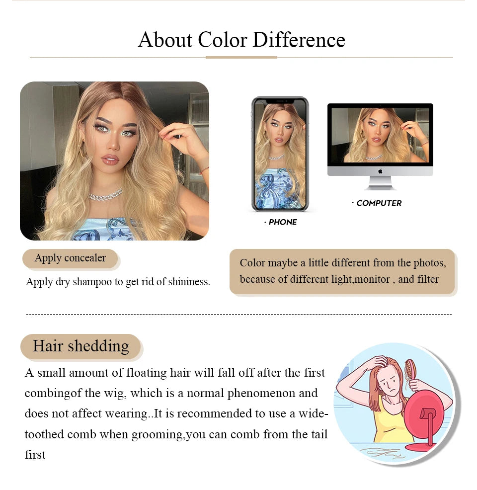 LOUIS FERRE Straight White Synthetic Wig – Long Natural Hair Wig with Bangs, Heat Resistant, Daily Wear for White Women