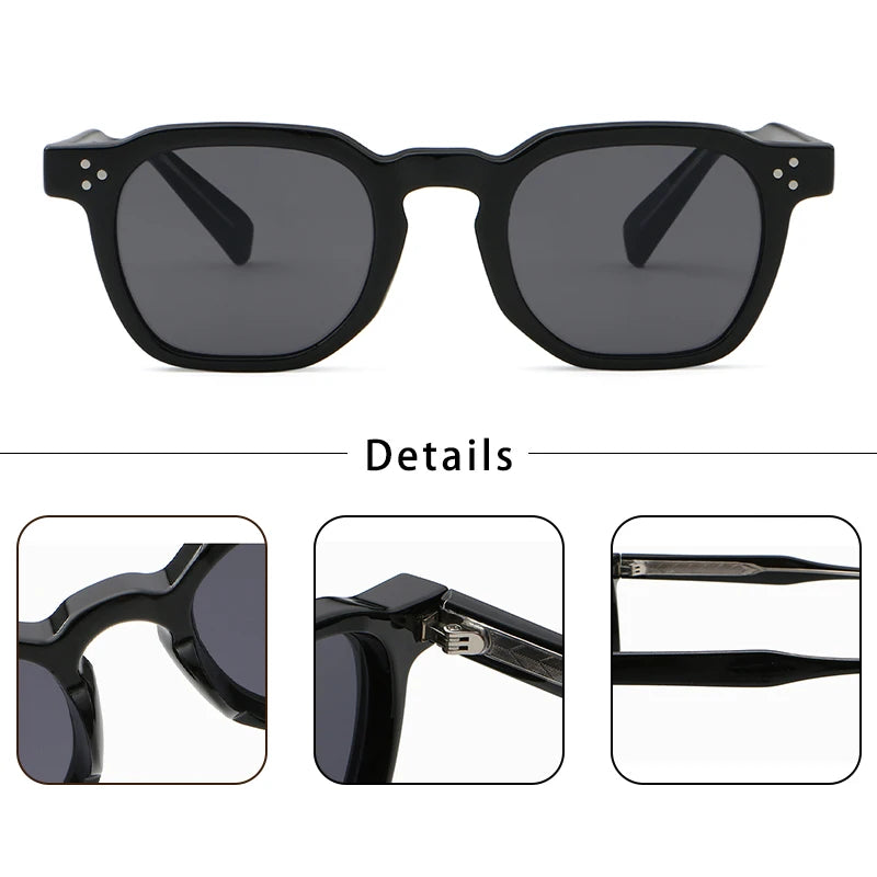 CATERSIDE Retro Punk Square Sunglasses – 2-Piece Fashion Set for Men & Women, Party & Festival Gift Glasses