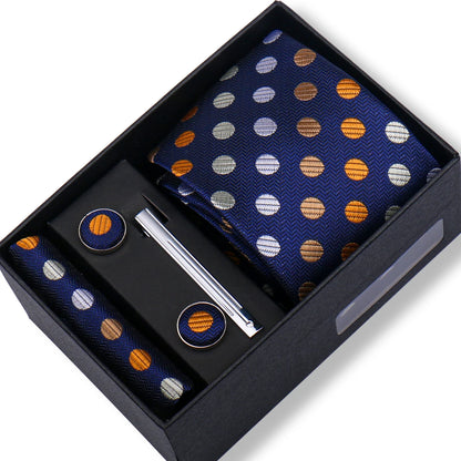 Men’s Green Tie Gift Box Set - Premium Business Necktie with Hanky, Cufflinks & Tie Clip for Wedding Formal Wear