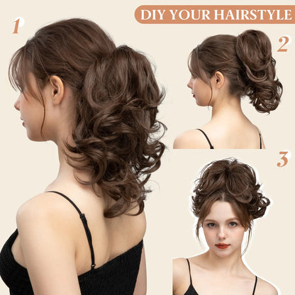 SARLA Premium Synthetic Claw Clip-In Ponytail Extensions – Blonde Hairpiece, Fake Pigtail Hair Bun for Women P026