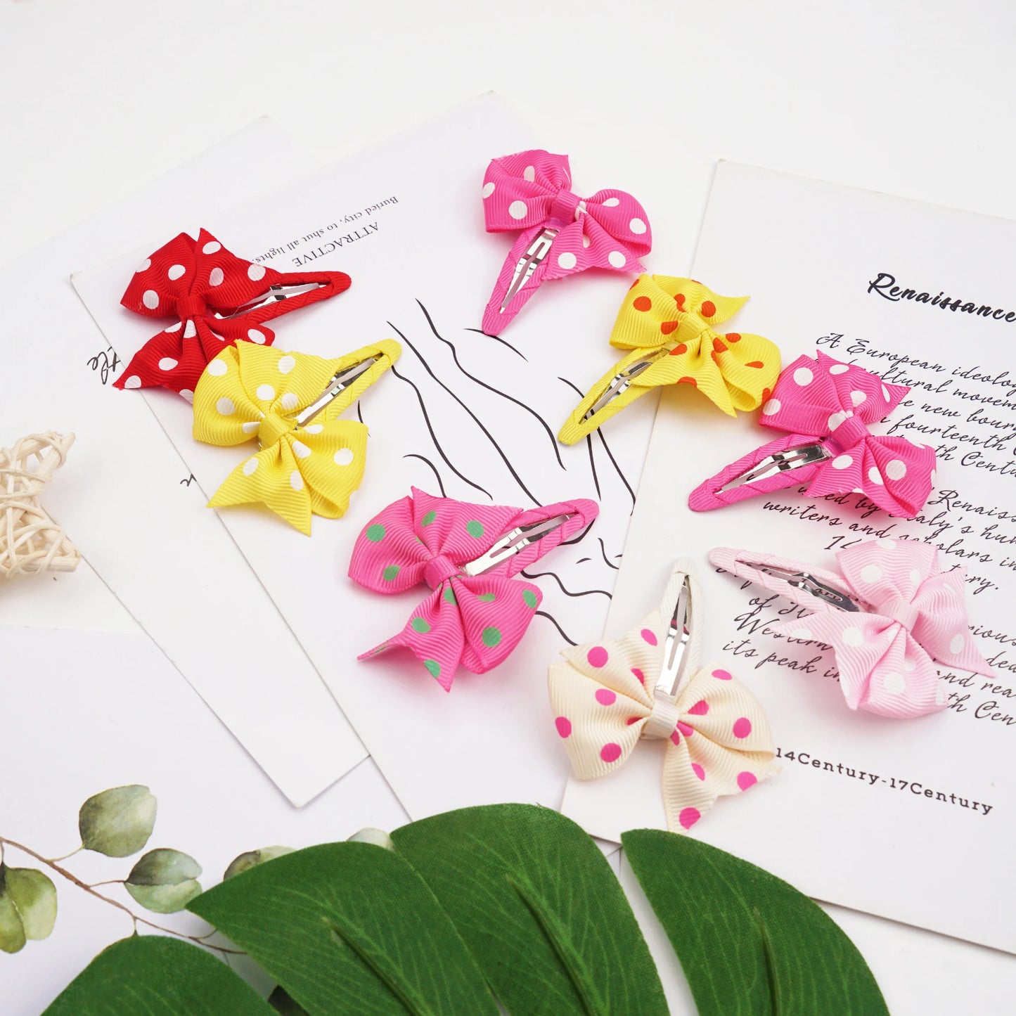 20pcs Snap Hair Clips with 2-Inch Grosgrain Ribbon Bows – No Slip Barrettes for Infant, Toddler, Baby Girls