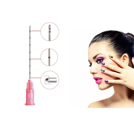 20PCS Disposable Non-Toxic Blunt/Sharp Mono Screw Cannula – 18g, 19g, 100mm for Filler Injection, Face, Nose, Neck & Body Lift
