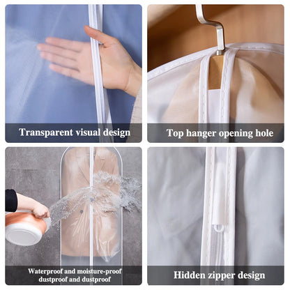 Dust-Proof Garment Protector Cover Bag with Zipper - Fully Enclosed Clothes Storage Bag for Hanging - Durable Clothes Protection