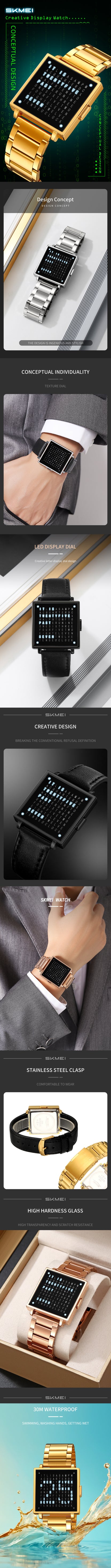SKMEI 2388 Luxury Digital LED Watch for Men – Waterproof, Date Display, Leather Strap Wristwatch