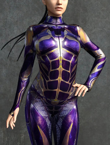 Women's Cyberpunk Mechanical Catsuit - 3D Zipper Cosplay Zentai Bodysuit for Halloween & Costume Parties