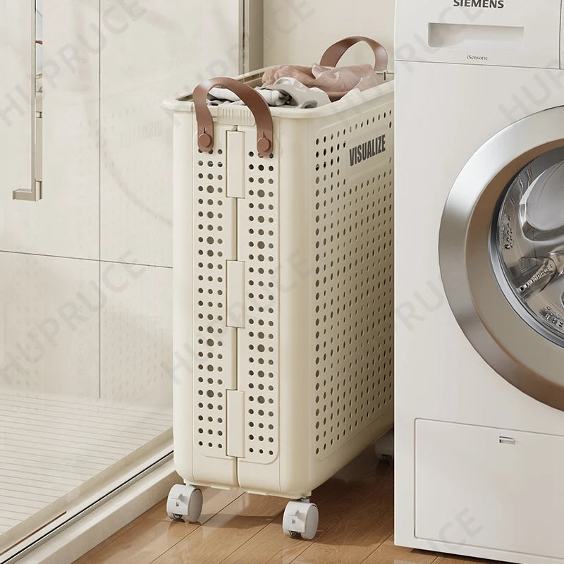 Foldable Laundry Hamper with Wheels — Portable Clothes Basket for Washing & Storage