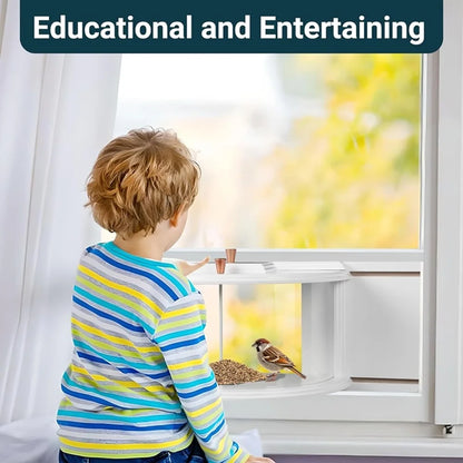 Window Bird Feeder - 180° Clear View Hanging Bird Feeding Tray for Easy Bird Watching & Outdoor Decor