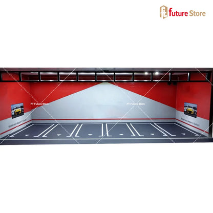 1:64 Scale Garage Scene Model with Lights – Assembled Parking Lot Diorama for Miniature Car Display