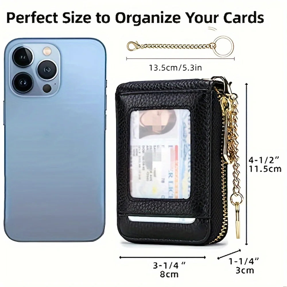 RFID Blocking Card Holder Wallet – Mini Zipper ID & Bus Card Case with Anti-Theft Protection for Keys & Cards