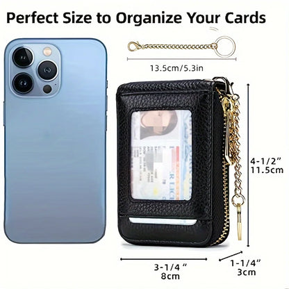 RFID Blocking Card Holder Wallet – Mini Zipper ID & Bus Card Case with Anti-Theft Protection for Keys & Cards