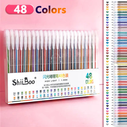 60 Color Glitter Gel Pens - 1.0mm Metal Tip Ballpoint Pens for Drawing, Coloring, DIY Crafts and Journaling