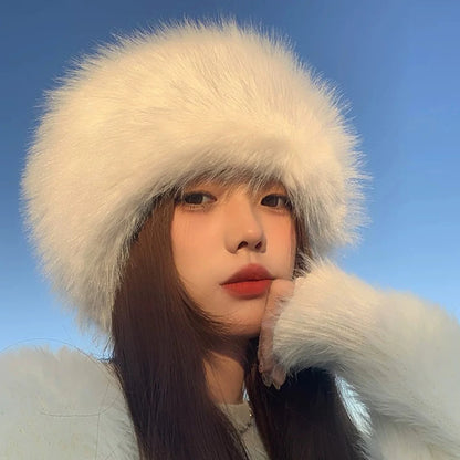 Fashion Fluffy Faux Fur Winter Hat – Women’s Warm Ear Protection Ski & Snow  Headband Cap