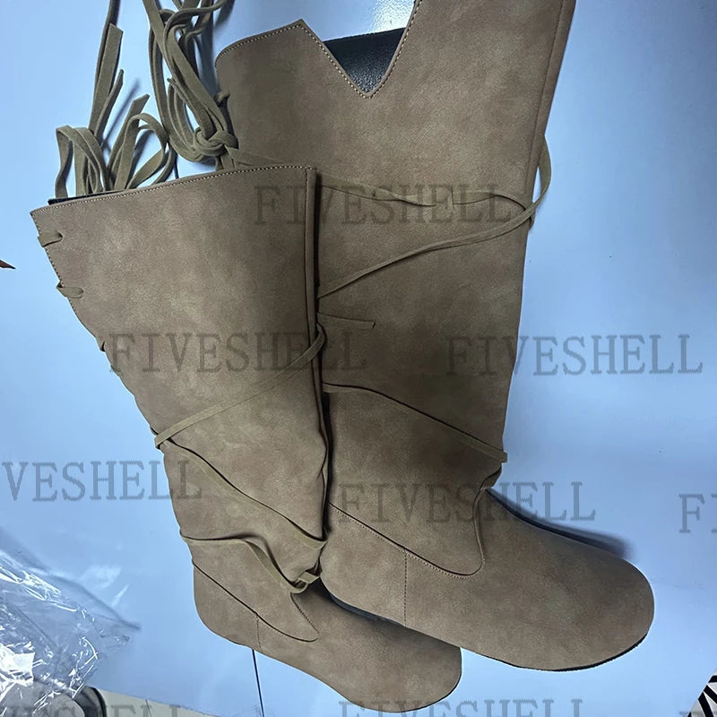 Men’s Medieval Viking Boots – PU Leather Knight LARP Shoes Retro Nordic Warrior Cosplay Carnival Costume Footwear