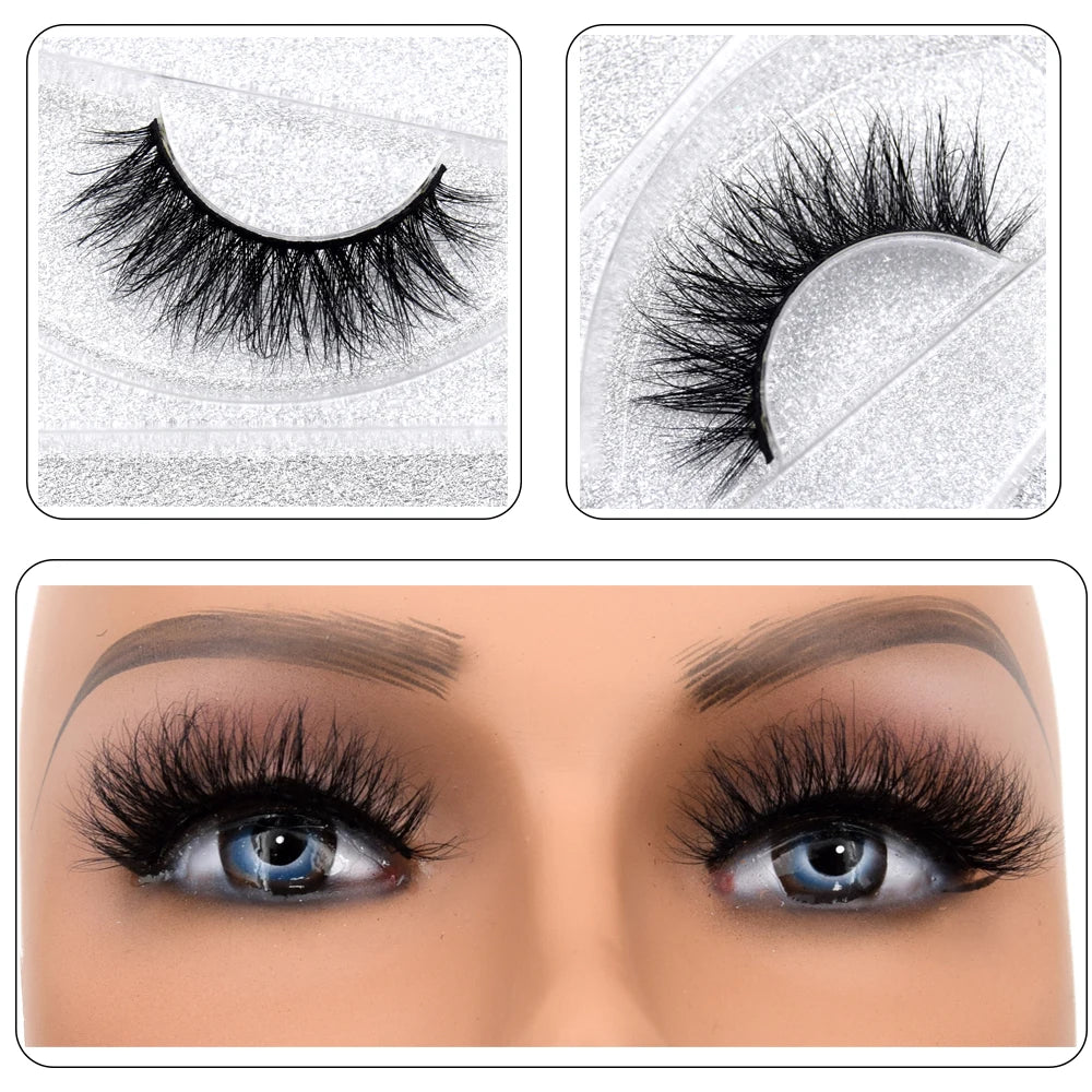 3D Real Mink False Eyelashes – Thick Handmade Strip Lashes with Glitter Packing for Makeup Beauty D101