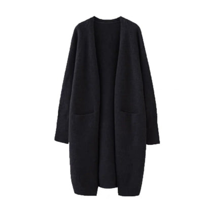 Women’s Solid Color Loose Thick Warm Sweater Cardigan – V Neck Knitted Coat with Pockets, Casual Spring/Autumn Tops C-124