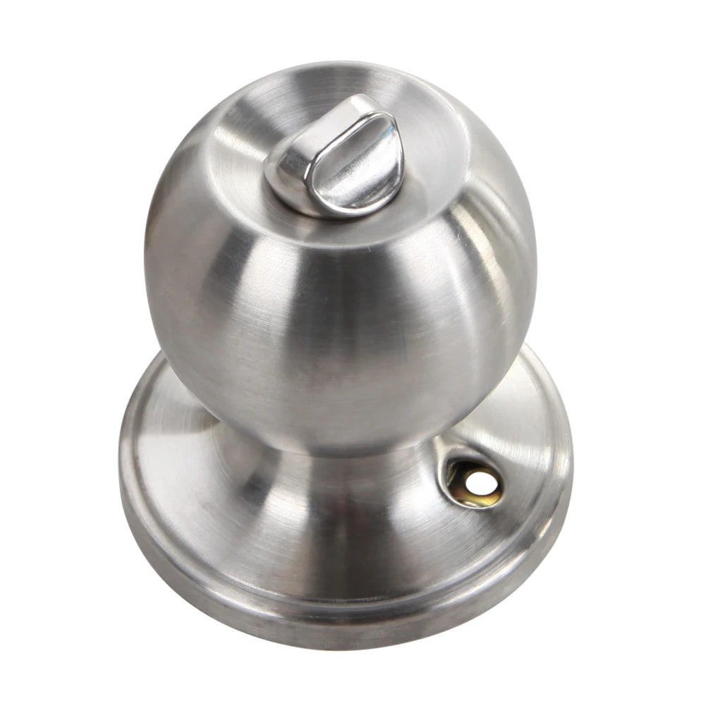 Stainless Steel Round Door Knob Lock - Rotating Entrance Door Handle with 3 Keys