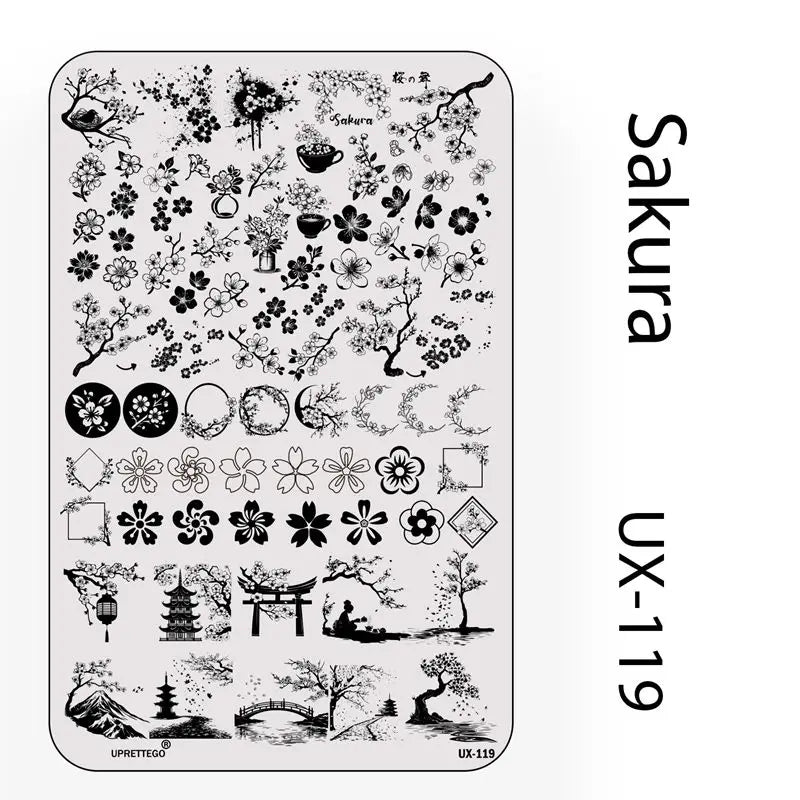 UX Serial 2 Stainless Steel Stamping Plate Template – Vintage Abstract Fabric Texture Pattern for Nail Art, Floral Lace, Xmas & Halloween Designs (UX52)