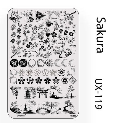 UX Serial 2 Stainless Steel Stamping Plate Template – Vintage Abstract Fabric Texture Pattern for Nail Art, Floral Lace, Xmas & Halloween Designs (UX52)
