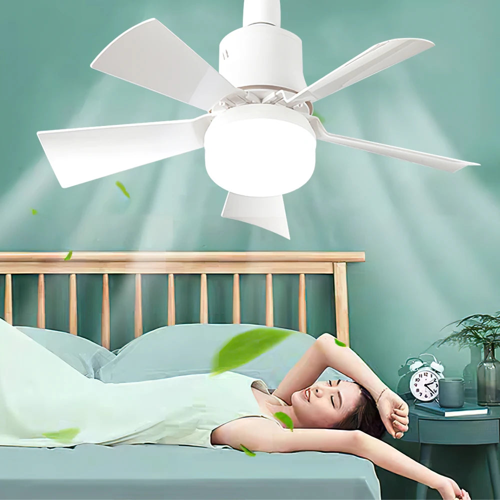 30W E27 Ceiling Fan Light with Remote - LED Dimming Function, Intelligent Silent Fan for Bedroom & Living Room
