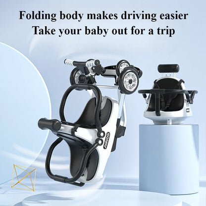 Lightweight Double Stroller with Canopy — Twin Umbrella Stroller for Infants & Toddlers, Compact Foldable Aluminum Frame