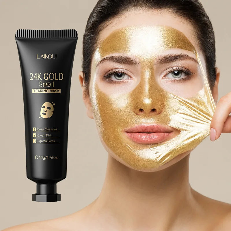 LAIKOU 24K Gold Sakura Peel-Off Face Mask – Anti-Wrinkle, Whitening & Blackhead Removal Skincare