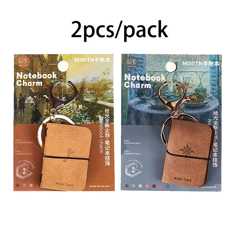 Mini PU Journal Keychain - Portable Leather Diary & Backpack Notebook Charm