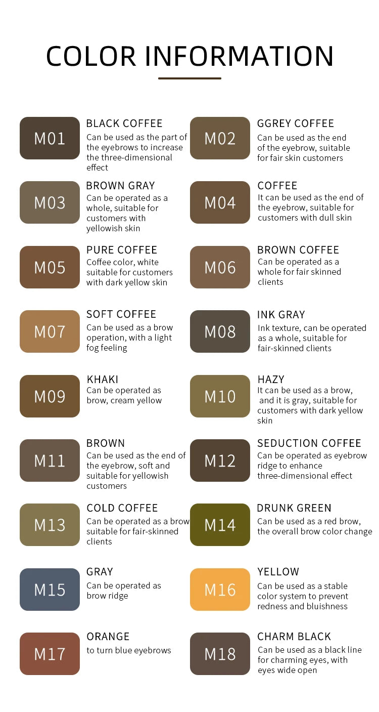 3ml Milk Tea Pigment Ink – Semi-Permanent Makeup Colors for Eyebrow, Eyeliner & Lip Microblading